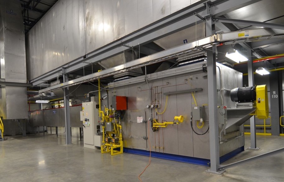 heater box and burner for industrial oven